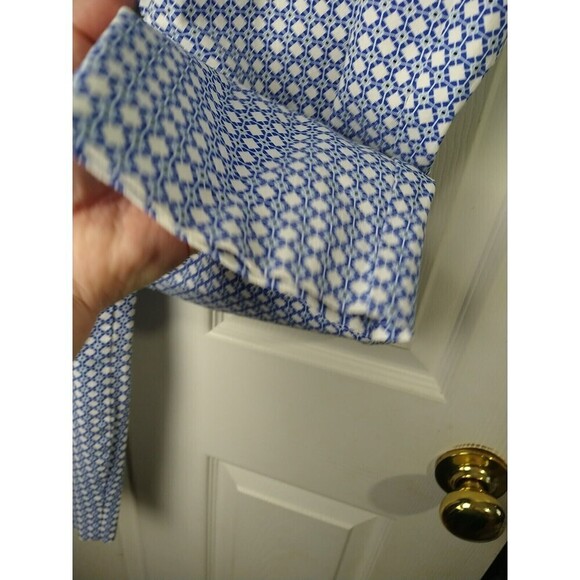 $ Old Navy Diva Blue White Diamond Flat Pocket Cropped Capri Button Pants Size14 - Picture 9 of 13